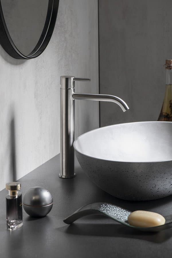 Bateria umywalkowa wysoka MINIMAL stal nierdzewna mat