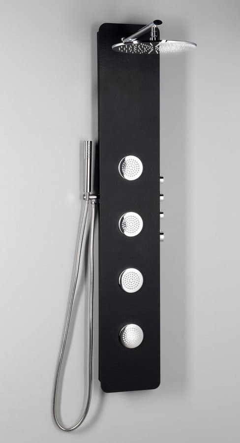 SPIRIT ROUND panel prysznicowy z baterią termostatyczną 250x1550mm, czarny