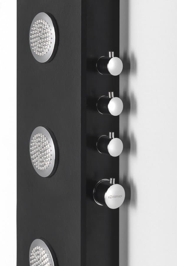 SPIRIT ROUND panel prysznicowy z baterią termostatyczną 250x1550mm, czarny