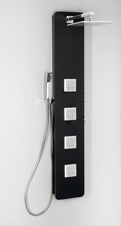 SPIRIT SQUARE panel prysznicowy z baterią termostatyczną 250x1550mm, czarny