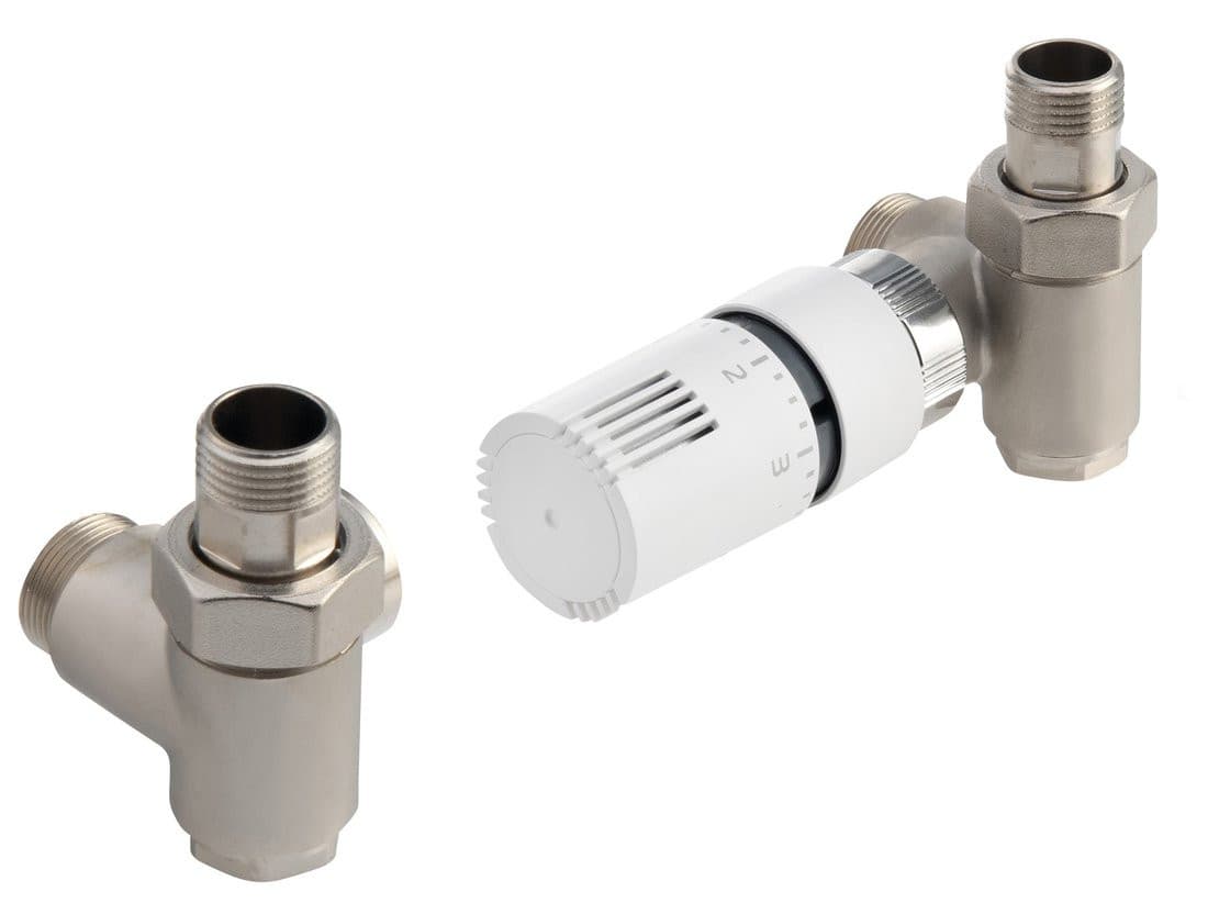 ECO COMBI zestaw przyłączeniowy z termostatem prawy nikiel/biały