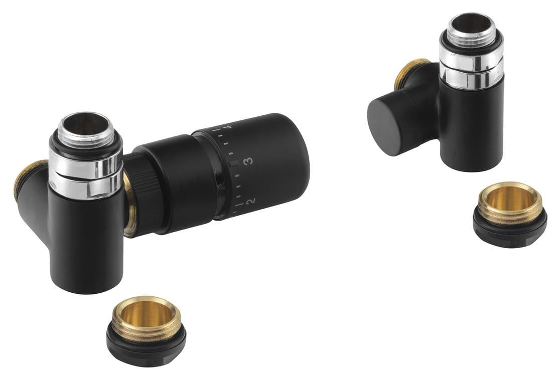 CORNER COMBI przyłączeniowy zestaw z termostatem lewy, czarny mat