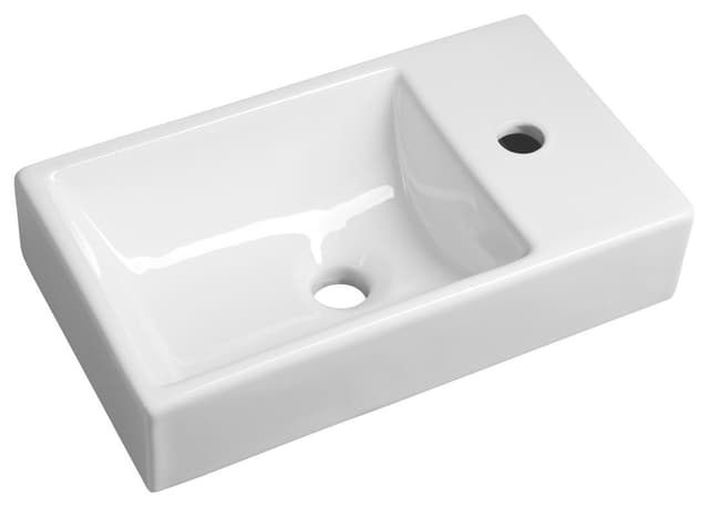 Umywalka ceramiczna MINOS 45x26 cm z baterią prawa, biała
