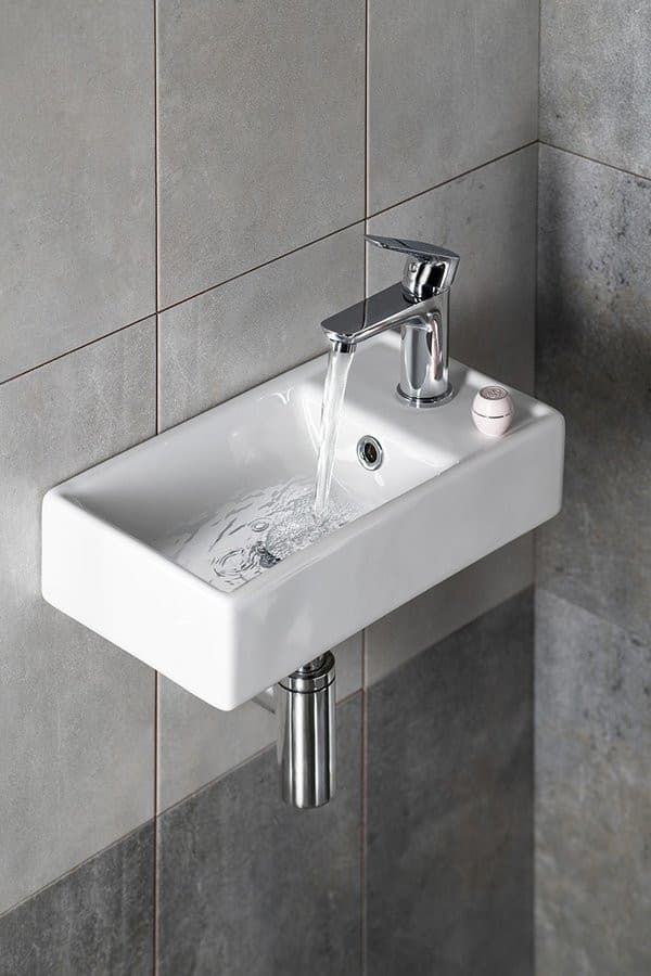 MINOS mała ceramiczna umywalka 40x22 cm prawa biała