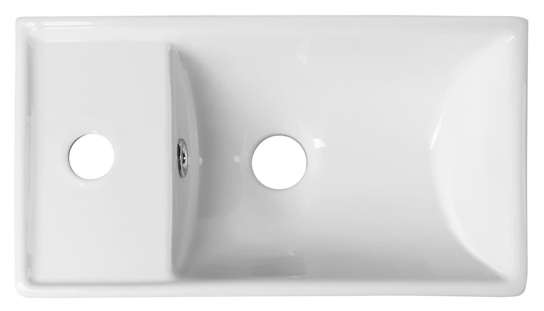 MINOS mała umywalka ceramiczna 40x22 cm z baterią lewa, biała