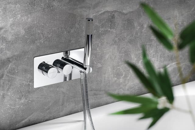 RHAPSODY termostatyczna bateria prysznicowa podtynkowa, z rączką, 2/3 wyjścia, chrom