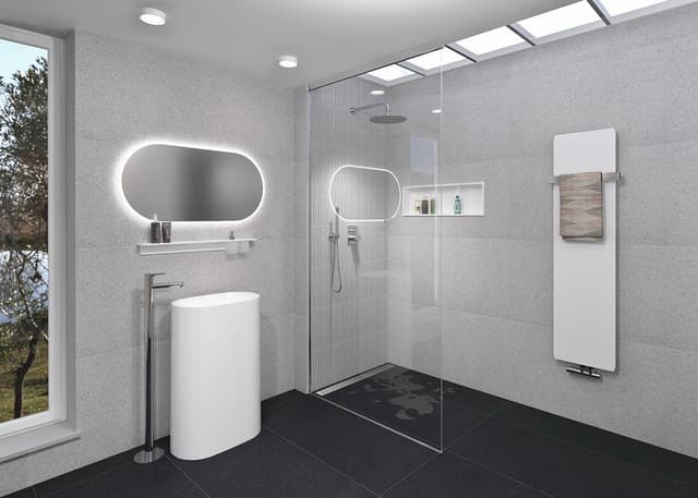 TREVA umywalka wolnostojąca z pokrywą odpływu, 56,5x85cm, kompozyt, biały mat