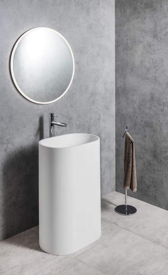 TREVA umywalka wolnostojąca z pokrywą odpływu, 56,5x85cm, kompozyt, biały mat