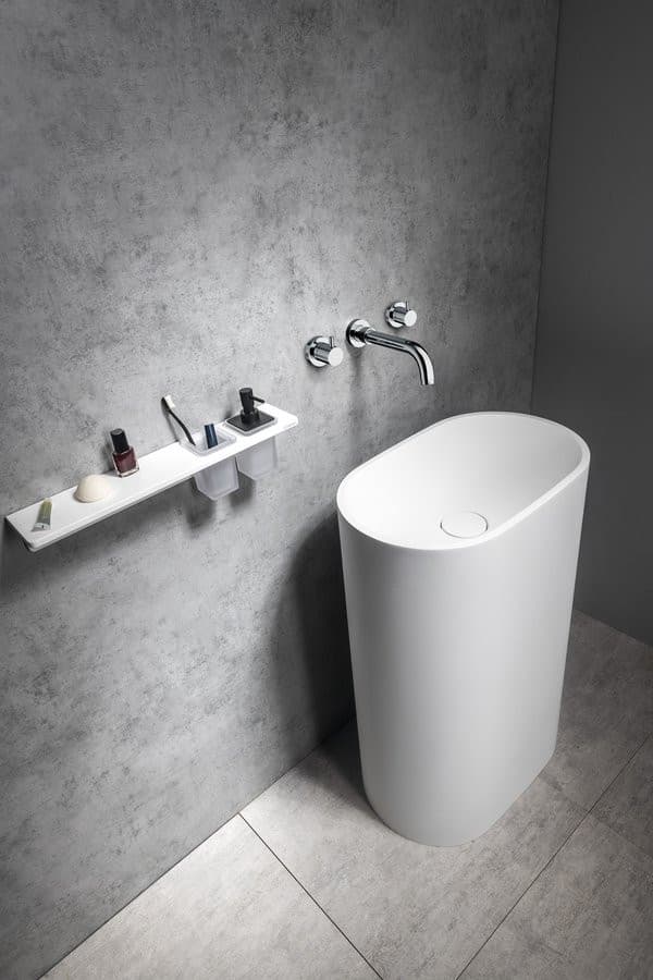 TREVA umywalka wolnostojąca z pokrywą odpływu, 56,5x85cm, kompozyt, biały mat