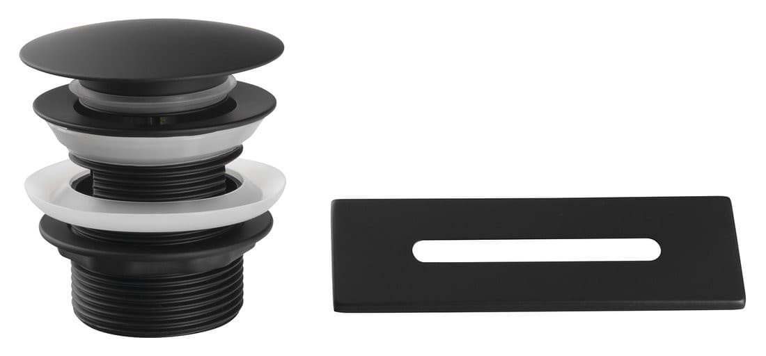 Maskownica przelewu do odpływu wannowego 6/4 klik-klak czarny mat