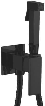 Bateria bidetowa podtynkowa czarna matowa z słuchawką i wężem