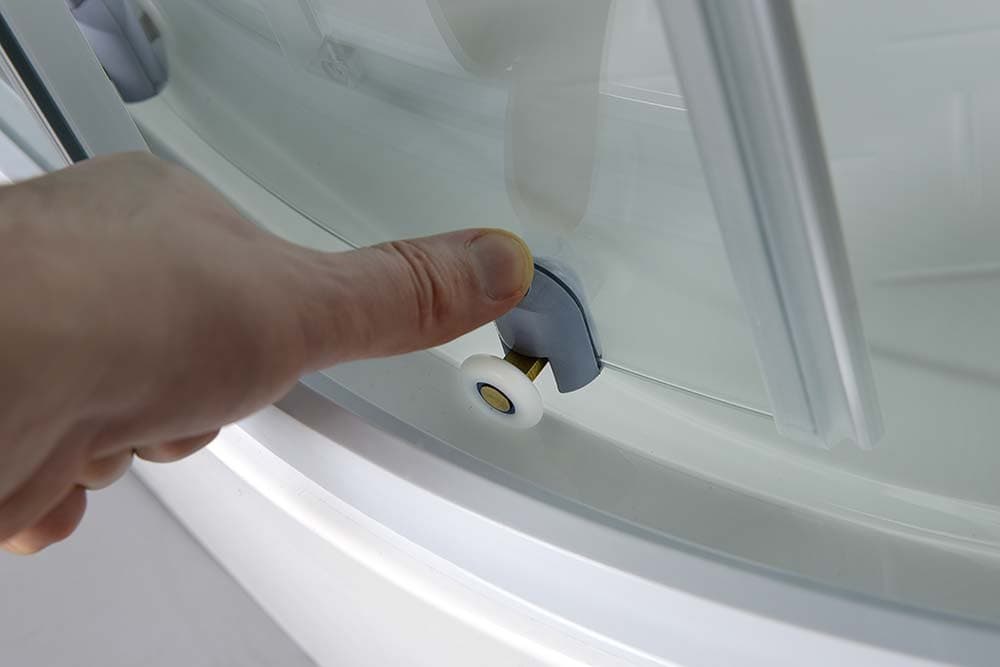 AIGO półokrągły boks prysznicowy 900x900x2040 mm, biały profil, szkło bezpieczne