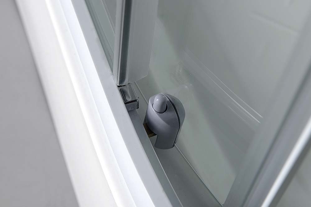 AIGO półokrągły boks prysznicowy 900x900x2040 mm, biały profil, szkło bezpieczne