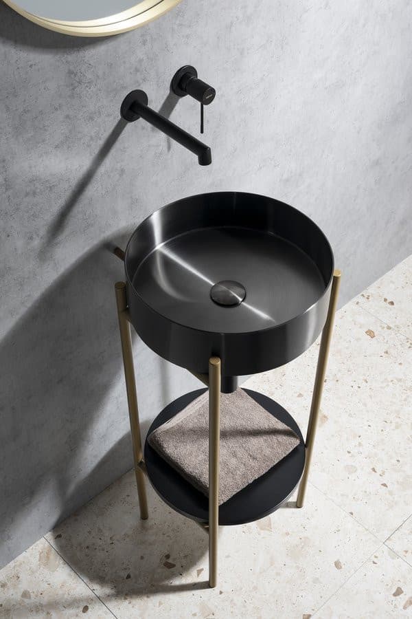 Umywalka nablatowa AURUM stal nierdzewna 38cm gun metal PVD