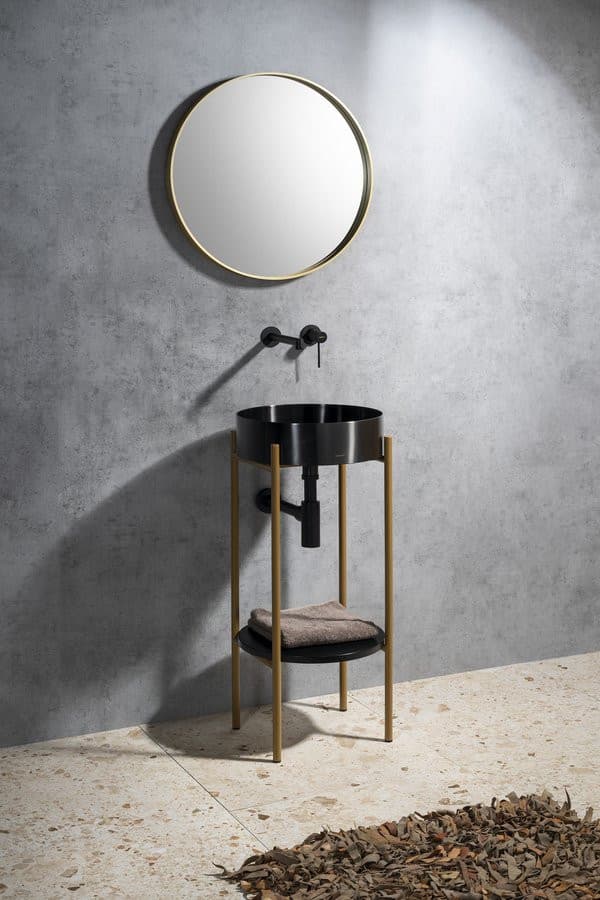 Umywalka nablatowa AURUM stal nierdzewna 38cm gun metal PVD