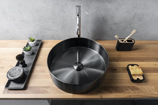 Umywalka nablatowa AURUM stal nierdzewna 38cm gun metal PVD