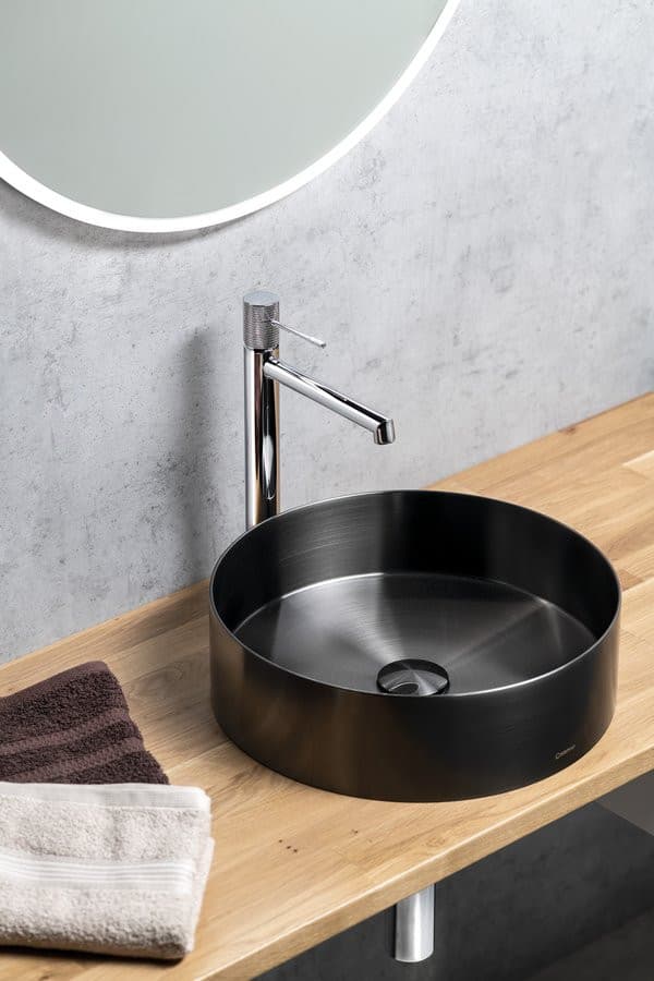 Umywalka nablatowa AURUM stal nierdzewna 38cm gun metal PVD