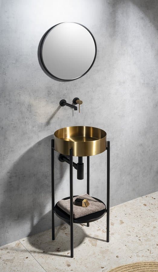 AURUM umywalka nablatowa stal nierdzewna 38cm złoto mat