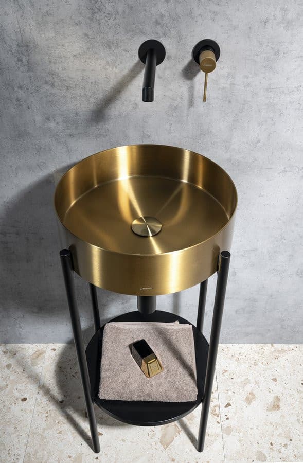 AURUM umywalka nablatowa stal nierdzewna 38cm złoto mat