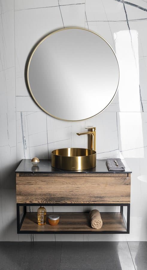 AURUM umywalka nablatowa stal nierdzewna 38cm złoto mat