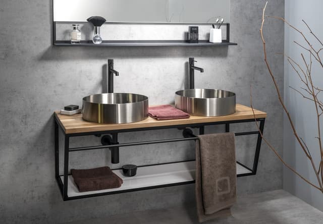 AURUM umywalka nablatowa stal nierdzewna okrągła 38 cm matowa