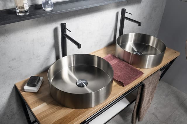 AURUM umywalka nablatowa stal nierdzewna okrągła 38 cm matowa