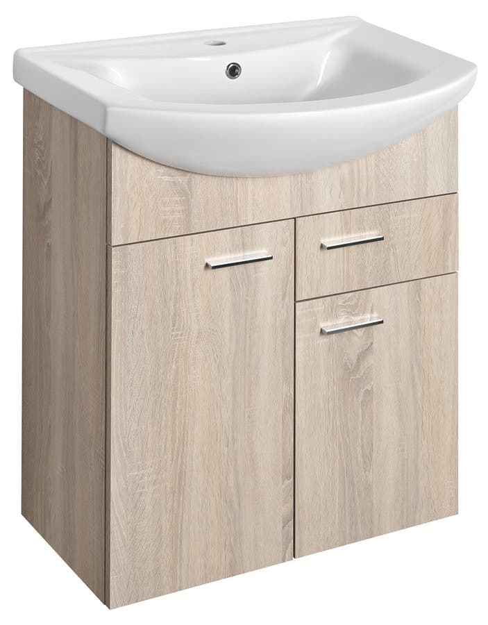 Szafka umywalkowa ZOJA 61,5x74x32 cm dąb platin, 2 drzwiczki, 1 szuflada