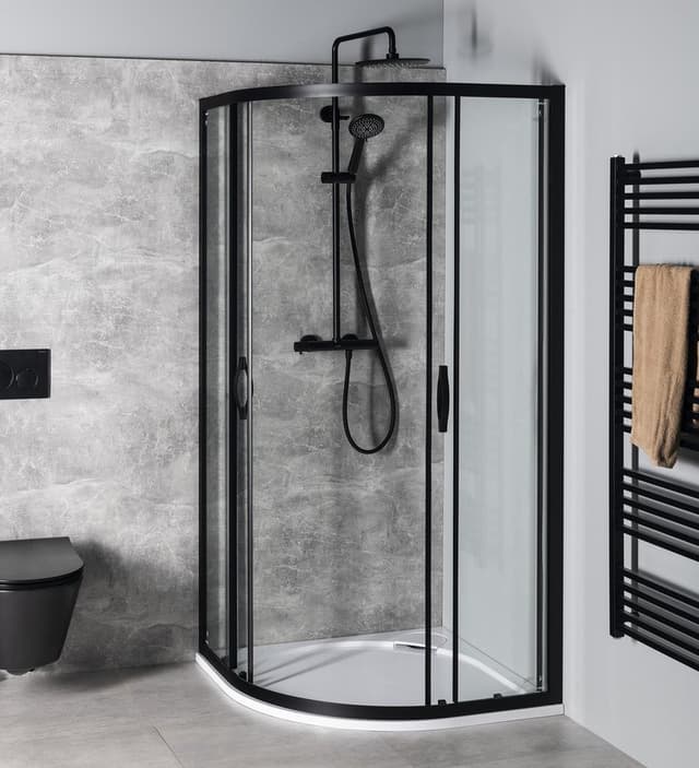 SIGMA SIMPLY BLACK półokrągła kabina prysznicowa 1000x1000mm, R550, szkło czyste