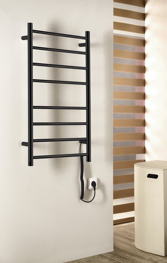 REDONDO elektryczna suszarka na ręczniki, okrągła 500x900 mm, 75 W, czarna matowa