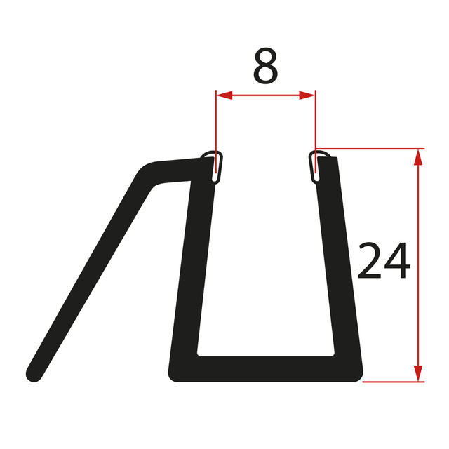 Uszczelka dolna do drzwi prysznicowych 8mm, 1000mm, czarna