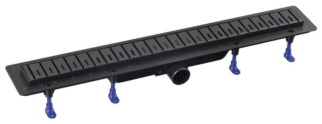 KLAVER odpływ liniowy czarny mat z rusztem stalowym 910 mm DN50