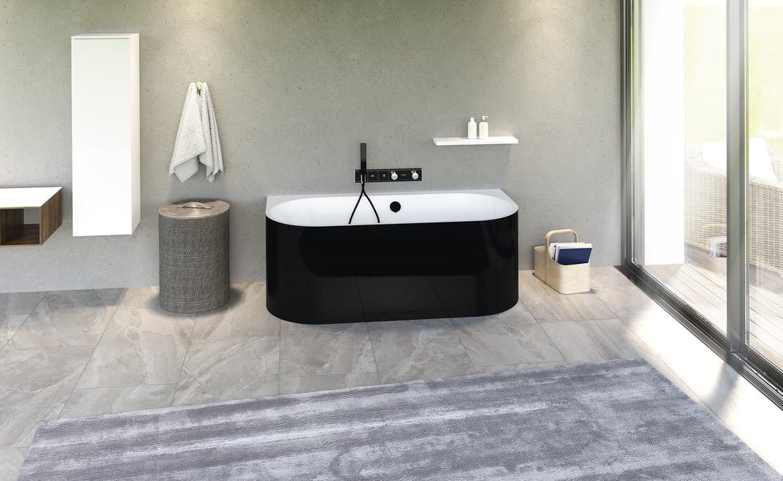 ASTRA DL MONOLITH wanna przyścienna wolnostojąca 160x75x60 cm, biała/czarna