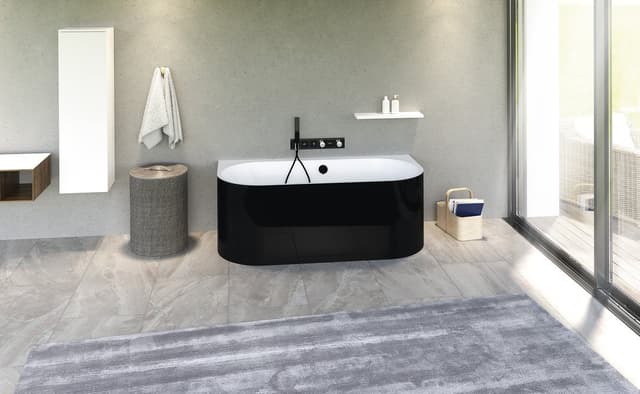 ASTRA DL MONOLITH wanna przyścienna wolnostojąca 160x75x60 cm, biała/czarna