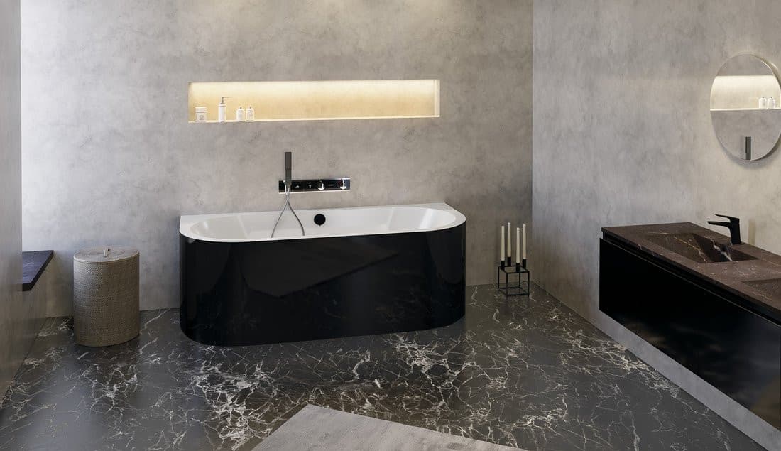 VIVA D MONOLITH wanna przyścienna, wolnostojąca 170x75x60 cm, biały czarny