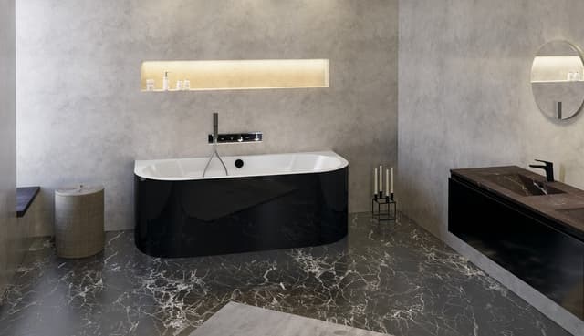 VIVA D MONOLITH wanna przyścienna, wolnostojąca 170x75x60 cm, biały czarny