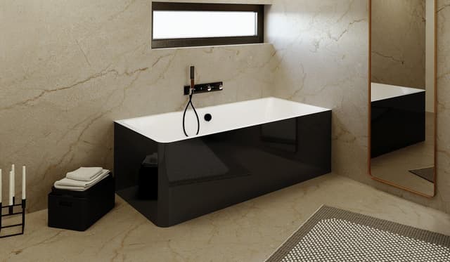 Wanna wolnostojąca MARLENE CURVE R MONOLITH 195x85x63 cm, biało-czarna