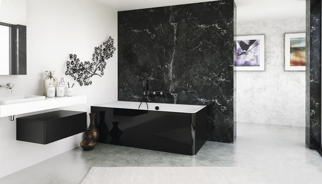 Wanna wolnostojąca MARLENE CURVE L MONOLITH 165x75x63 cm, biała/czarna