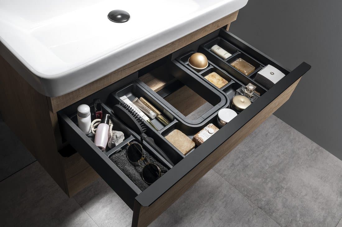 Organizer boczny LINDO, zestaw 2 szt., 114x323 mm, plastik, antracytowy