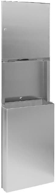 Wbudowany zasobnik na ręczniki papierowe i kosz na śmieci 45l, 438x1371x98mm, stal nierdzewna mat