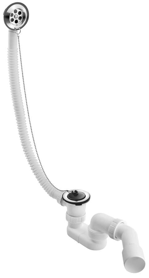 Zestaw odpływowy do wanny z korkiem na łańcuszku 700mm DN40/50, stal nierdzewna polerowana