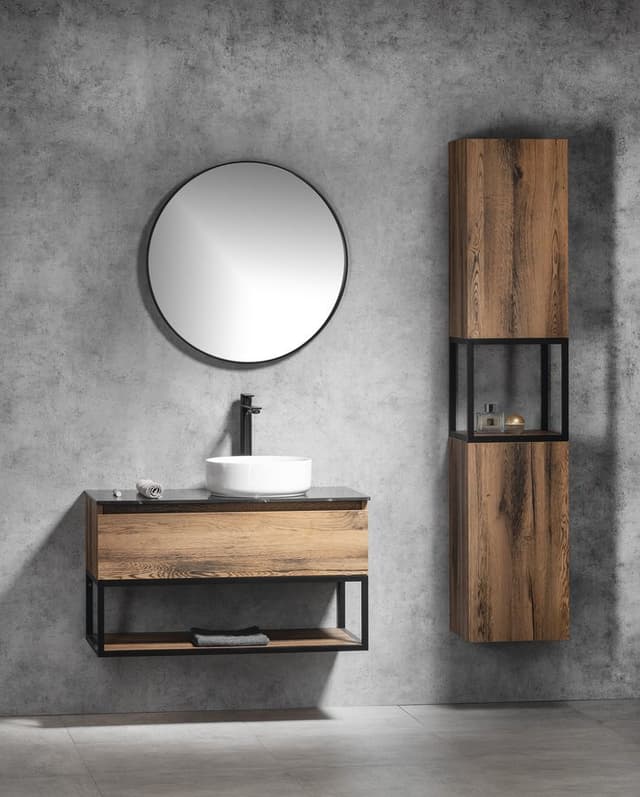 SKARA słupek wysoki 35x171x32cm, 2 drzwiczki, lewy/prawy, czarny mat/dąb Collingwood