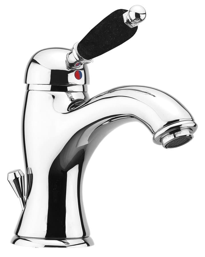 KIRKÉ BLACK bateria umywalkowa stojąca chrom z czarnym uchwytem