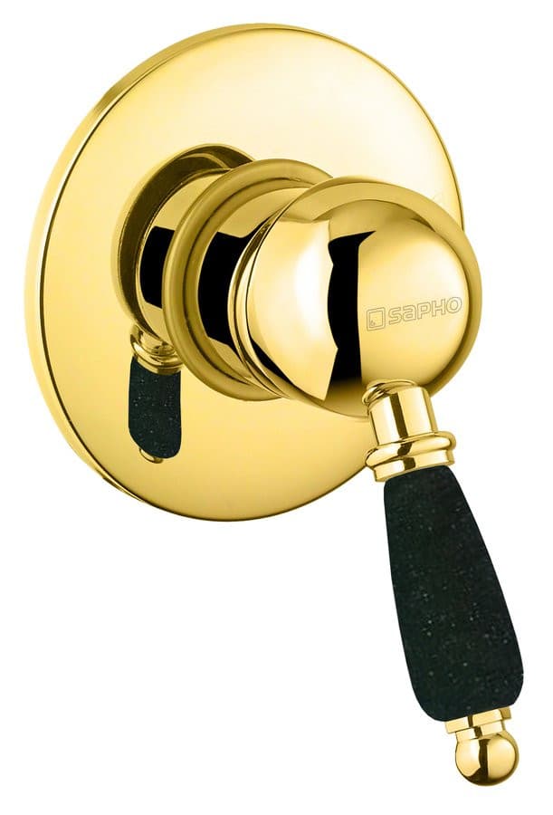 KIRKÉ BLACK bateria prysznicowa podtynkowa z uchwytem czarnym i złotym