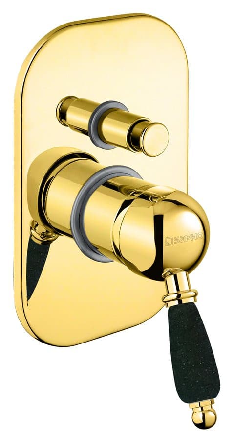 KIRKÉ BLACK bateria prysznicowa podtynkowa 2-funkcyjna złoto-czarna