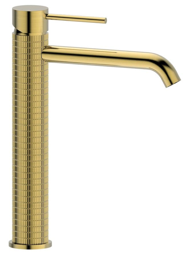 Bateria umywalkowa wysoka FLAWO złoty szczotkowany bez odpływu
