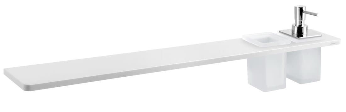 ABELINE półka łazienkowa z dozownikiem i kubkiem 800mm Rockstone biały mat