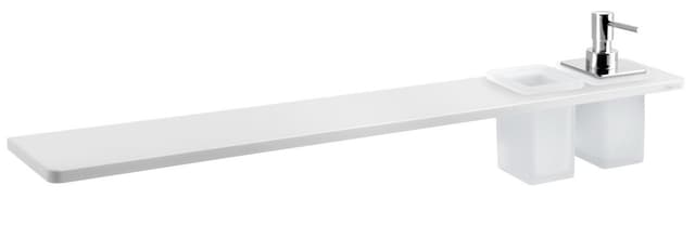 ABELINE półka łazienkowa z dozownikiem i kubkiem 800mm Rockstone biały mat
