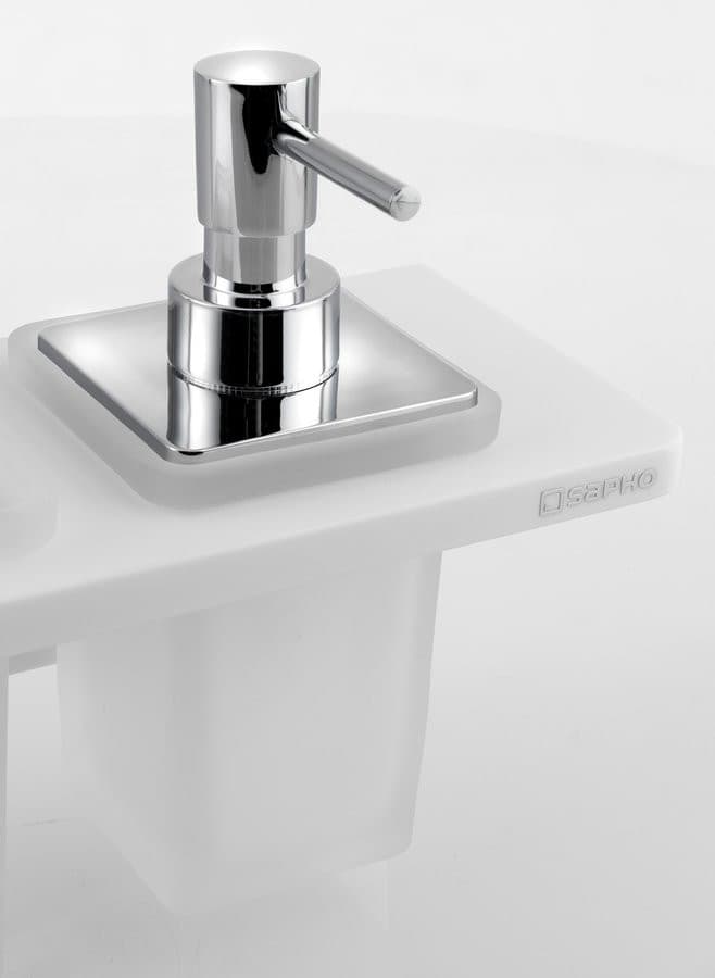 Półka ABELINE 1000mm z kubkiem i dozownikiem mydła Rockstone biały mat