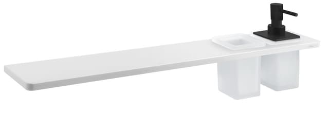 Półka łazienkowa ABELINE 600 mm z dozownikiem i kubkiem, Solid Surface