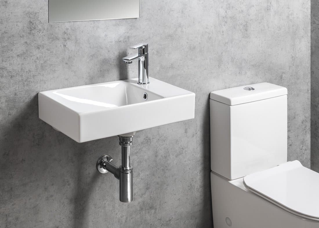 Umywalka ceramiczna NUALI 50x30 cm z baterią po prawej stronie